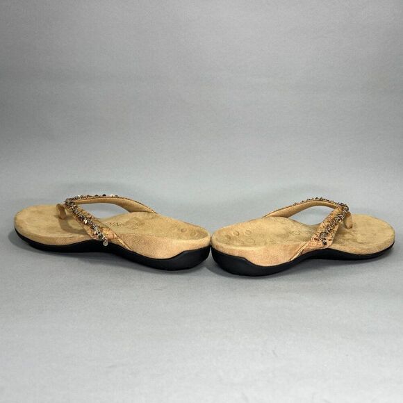 Vionic Belize‎ Sandals Women's Size 7 Cork Gold Chain Sequin Comfort Flip Flops - Picture 6 of 11